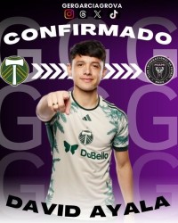 记者：迈阿密国际即将签下23岁阿根廷中场戴维·阿亚拉